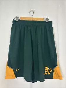 Oakland Athletics Shorts Mens Large Green Gold Nike Dri Fit MLB Drawstring Gym - Picture 1 of 14