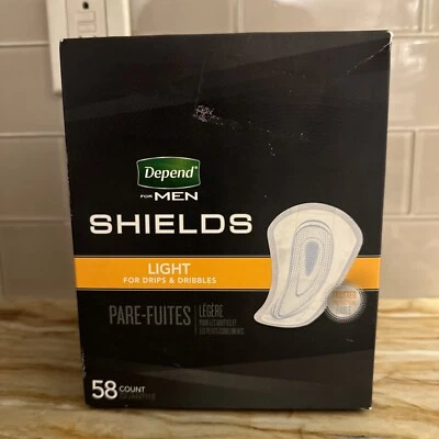 Almohadillas para incontinencia Depend Shield para hombres almohadillas de control de vejiga ligeras 58 unidades Foto 1 de 4