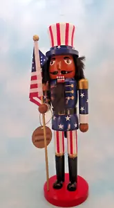 Cascanueces Madera Americana Negro Tío Sam 4 de Julio Decoración Patriótica 14" - Imagen 1 de 7