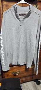 Perry Ellis Mens 1/4 Zip Sweater Size L Gray Cotton Stretch Pullover - Picture 1 of 2