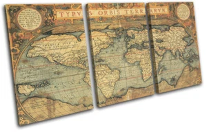 Old World Atlas Latin Vintage Maps Flags TREBLE CANVAS WALL ART Picture Print - Picture 1 of 1