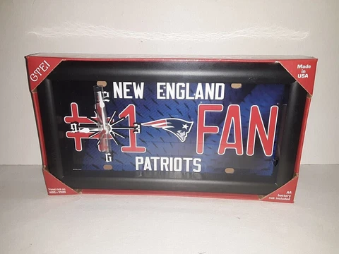 New England Patriots NFL # 1 Fan Quartz License Plate Clock Cover