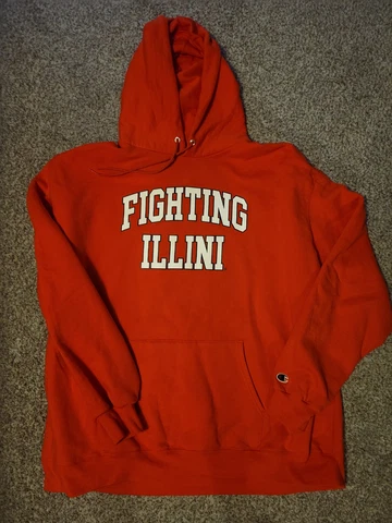 ILLINOIS FIGHTING ILLINI CHAMPION HOODED SWEATSHIRT 3XL Cover