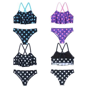 Girls Tankini Swimsuits Bathing Suit Flounce Bikini Set Tops+Bottoms Swimwear - Picture 1 of 29