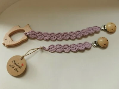 schnullerketten set Hell-Lila | Handmade ❣️ 100% Baumwolle  - Bild 1 von 3