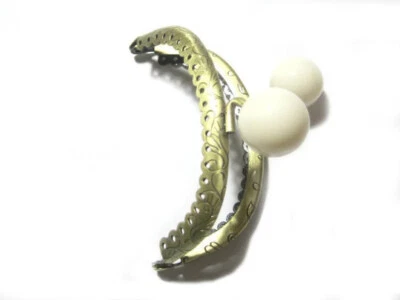 Taschenbügel Ornament bronze 8,6 x 7 cm rund weiß Taschenrahmen Taschenclip Clip - Bild 1 von 2