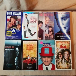 Robin Williams VHS Video Lot Hook Mrs. Doubtfire Toys Insomnia Patch Adams DPS & - Picture 1 of 12