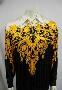 NWT MENS CREME DE SILK SHIRT STYLE ROMEO 6993 WESTERN BLACK & CREAM  SIZE MEDIUM - Picture 1 of 8