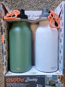 ASOBU BUDDY VACUUM INSULATED 34 oz WATER BOTTLE + DOG FOOD & WATER BOWL 2 PACK - Picture 1 of 3