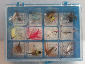 12 pc Dry Fly Fishing Flies Popular Assortment Bait Trout Fishing Lure Hook Kit - Picture 1 of 6