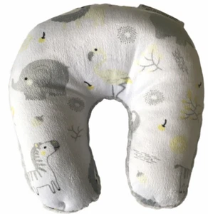 Baby Neck Roll Pillow Soft Plush Zoo Animals 8" x 9" Grey White Machine Wash NEW - Picture 1 of 6