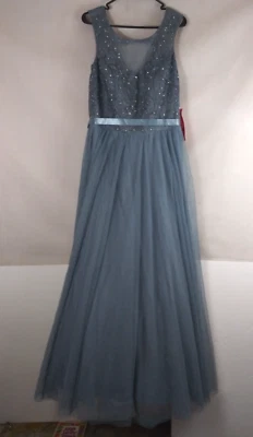 NWT Jodi Kristopher Sleeveless Sequined Tulle Skirt Formal Dress Size 14/15 - Image 1 of 4