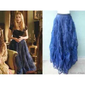 Kaat Tilley Vintage Blue Tulle Embroidered Ball Gown Fairytale Maxi Skirt - Picture 1 of 11