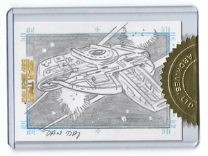 SKETCHAFEX CARD HANDDRAWN DAN DAY USS DEFIANT QUOTABLE STAR TREK DS9 CASE TOPPER - Picture 1 of 2