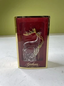 Gorham Germany Antiqued Gold Lead Crystal Reindeer Ornament w/ Box - Picture 1 of 4