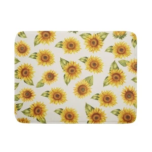 Spring Summer Dish Drying Mat for Kitchen Counter Sunflower Absorbent Reversible - Picture 1 of 7
