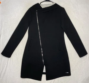 BETSEY JOHNSON Performance Jacket Asymmetrical Zip Black Gray Scuba Longline - Picture 1 of 8