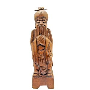 De Colección Escultura Confucio Filósofo Chino Madera Tallada a Mano Sabiduría Longevidad 8" - Imagen 1 de 21