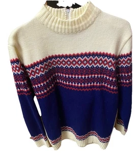 Vintage Nan Dorsey Zip Up Sweater Women’s Size Medium -Ski type Sweater y2K - Picture 1 of 3