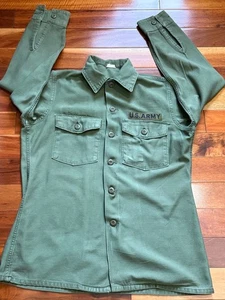 Vintage 60’s Vietnam Era US Army Shirt Mans Cotton Sateen OG 107 1969 - Bild 1 von 11