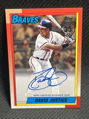 2025 Topps Series 1 DAVID JUSTICE GOLD On Card Auto 22/50 ATLANTA BRAVES - Image 1 of 4