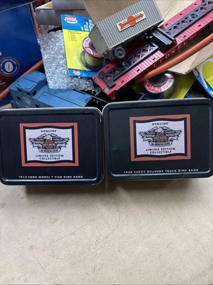 Harley Davidson-1913 Ford Model T & 1930 Chevy Dime Banks Diecast 1/43 FREE SHIP - Image 1 of 4