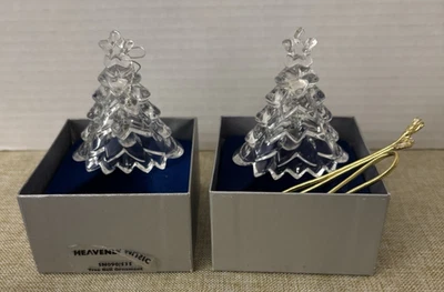 2 enfeites de sino de árvore de cristal celestial MIKASA 2,75"A x 2,5"W em org. Caixas - Imagem 1 de 4
