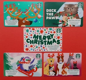 STARBUCKS CARDS 2024 " CHRISTMAS ANIMAS " BRAND NEW 🎄 GREAT PRICE 🎅 5 CARDS - Picture 1 of 1