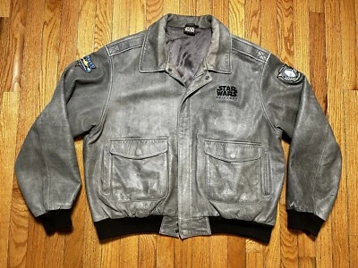 Chaqueta de bombardero de aviador de cuero envejecido de colección Star Wars Episode One para hombre XL Foto 1 de 4