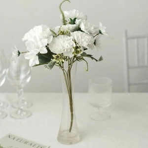 WHITE 3 Bushes 14" Silk Carnation FLOWERS Artificial Floral Bouquets Party - Picture 1 of 8