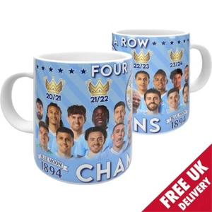 Manchester City Mug Champions 4 in a Row Team 23/24 - 11oz - Picture 1 of 5