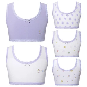 Kids Girls Tank Vest Hip Hop Crop Tops Wide Straps Bra Casual Underwear Yoga - Picture 1 of 29