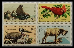 123.USA (8C) 1972 STAMP WILD LIFE CONSERVATION, BIRDS, PELICAN, SHEEP, SEAL. MNH - Picture 1 of 1