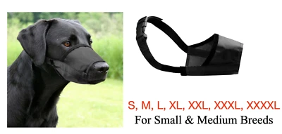 Dog Muzzle Soft Sided Adjustable Training No Bite Chew For Smaller Dogs S M L   - Image 1 of 4