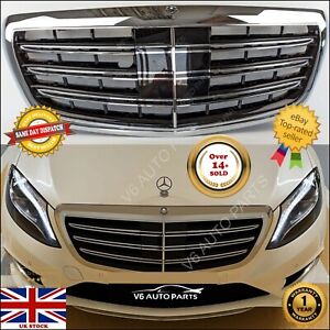 Mercedes for S-Class W222 S65 Grill Maybach Front Radiator Chrome Grille 2014-20