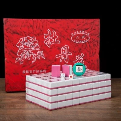 Traditional Chinese Mahjong Game Set 144 + 2 Spares Pink - Image 1 of 4