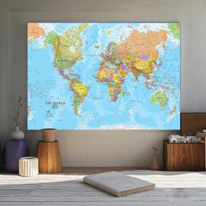 Póster Mapa del Mundo Mapa de Pared del Mundo Geografía Impresión Política Decoración A0 A1 A2 - Imagen 1 de 15