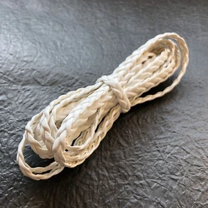 Braided White Cord PU Leather Jewellery Flat Band 5mm Lace for Bracelet 2X Yards - Picture 1 of 5