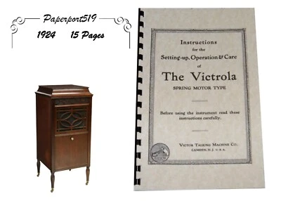 VICTROLA Spring Motor Type Setting-up Operation & Care MANUAL 1924 (15pg) - Image 1 of 4