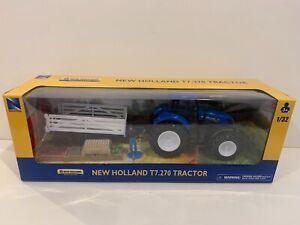 New Ray New Holland T7.270 Tractor with Wagon and Crop Set