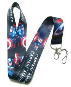 NEU CAPTAIN AMERICA THE FIRST AVENGER SCHLÜSSELBAND SCHLÜSSELANHÄNGER RIEMEN ABZEICHEN AUSWEISHALTER  - Bild 1 von 2