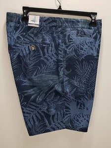 Johnnie-O Herrenshorts 35 Roxbury blau normale Passform 100 % Baumwolle Palmen $ 98 NEU - Bild 1 von 8