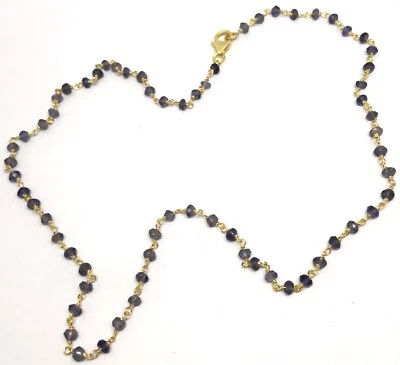 Iolite necklace, gold on solid Sterling Silver, New. Beaded. 18". - Image 1 of 4