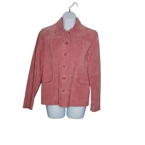 Relativity Vintage Button Up Suede Jacket in Salmon Sz M - Picture 1 of 7