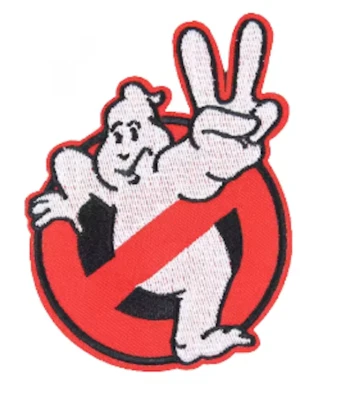 Ghostbusters - Movie - PEACE SIGN - No Ghosts - 4 1/2" Embroidered Iron On Patch - Image 1 of 3