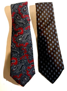TWO Men's CHRISTIAN DIOR Neckties Colorful Paisley Monsieur Pattern + BROWN - Bild 1 von 3
