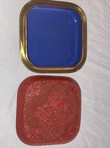 Chinesischer Zinnober Box geschnitzte Szene rot Schmuck Box - Bild 1 von 5