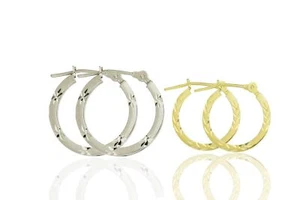 Quadratische Creolen 14 Karat Gelb- oder Weißgold Diamantschliff - Bild 1 von 5