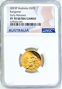 2023 Australia Bounding Kangaroo PROOF 1/4oz .9999 GOLD $25 NGC PF70 Coin ER - Picture 1 of 4