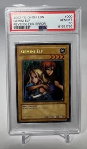 Yugioh Gemini Elf LON-000 Reverse Foil Error PSA 10 Gem Mint - 2003 - RARE POP 7 - Picture 1 of 7